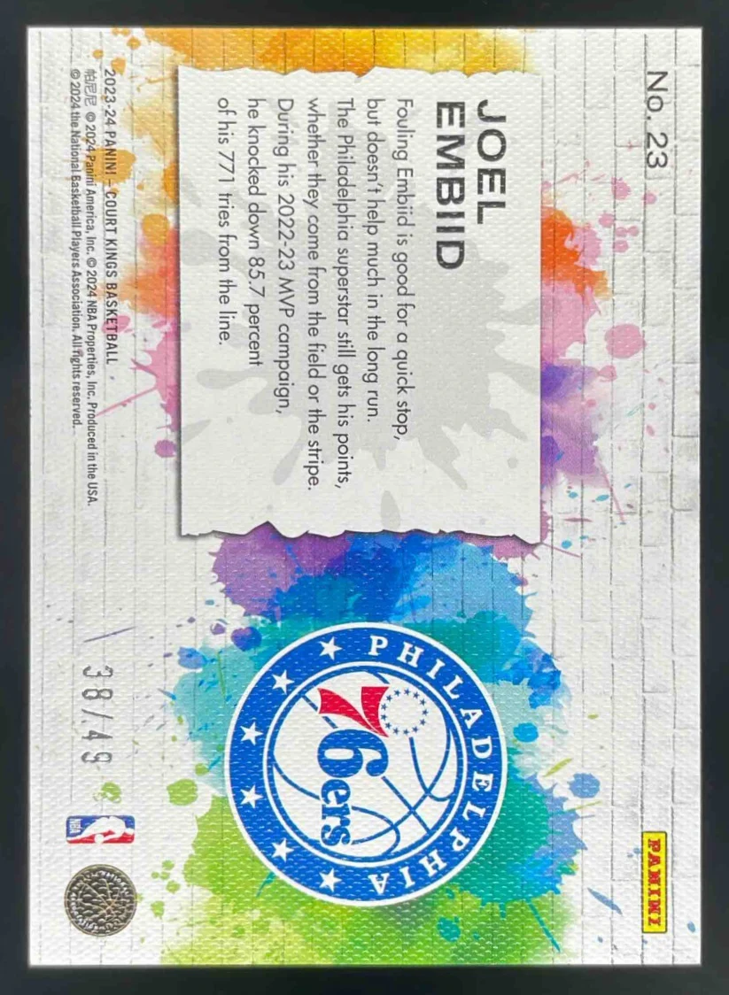 2023-24 Panini Court Kings Self Expression Violet #23 Joel Embiid /49 - Image 2