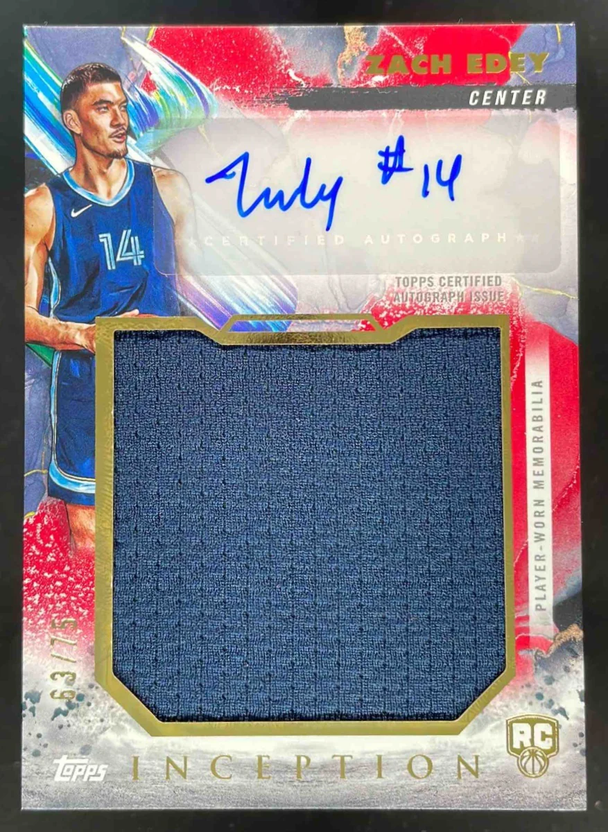 2024-25 Topps Inception Rookie Jumbo Relic Red #RJR-ZE Zach Edey RC Auto /75