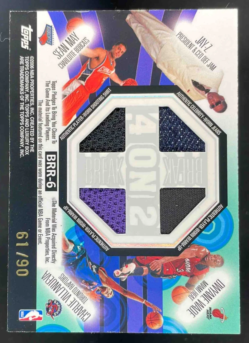 2005 Topps Luxury Relics Bogut Frye Iverson Diogu Jay-Z Wade May Villanueva /90 - Image 2