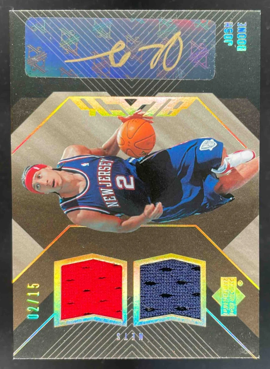 2006-07 UD Black Dual Materials Autographs 15 #JB Josh Boone Auto /15