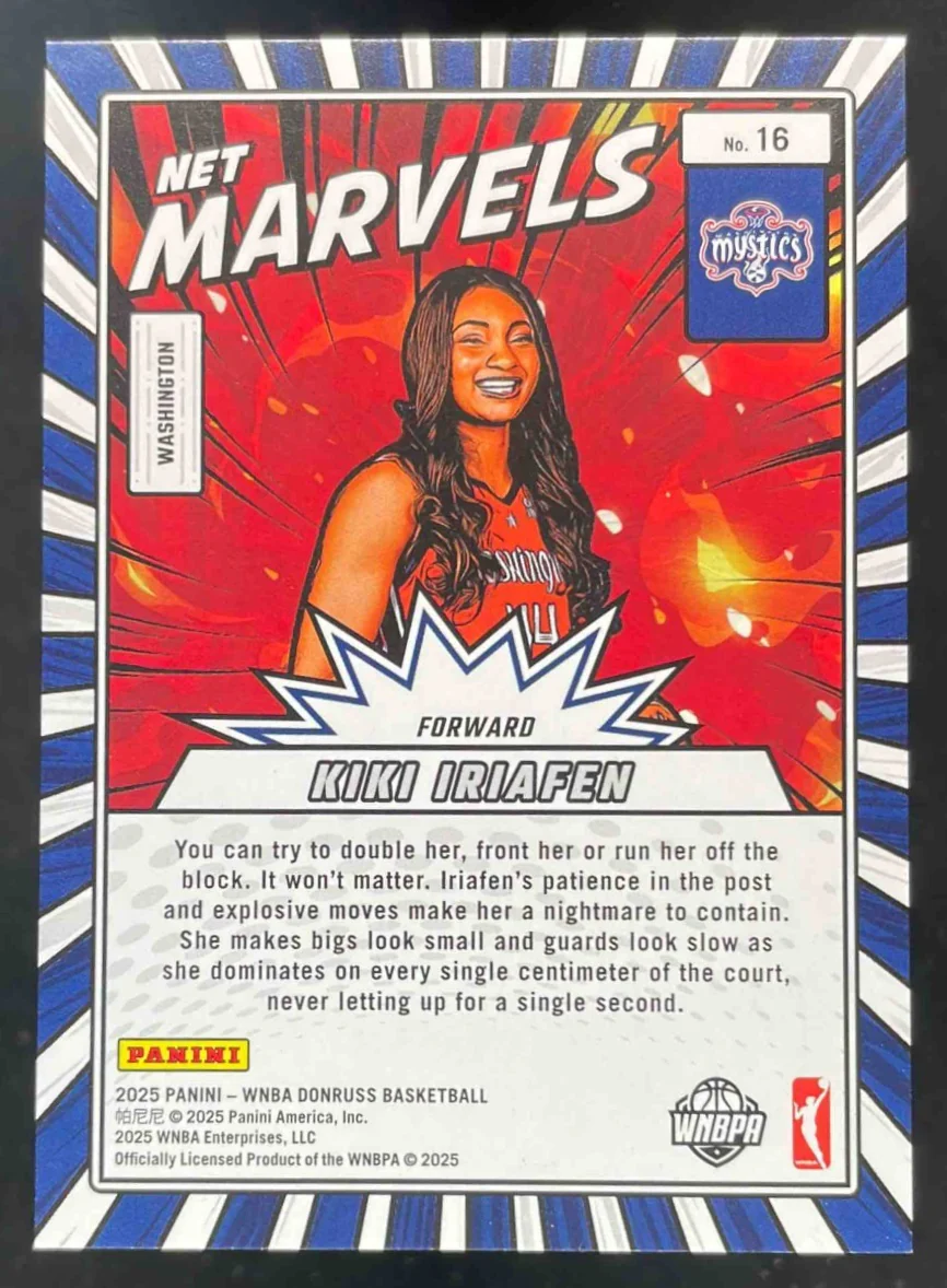 2025 Panini Donruss WNBA Net Marvels Press Proof Gold #16 Kiki Iriafen RC /10 - Image 2