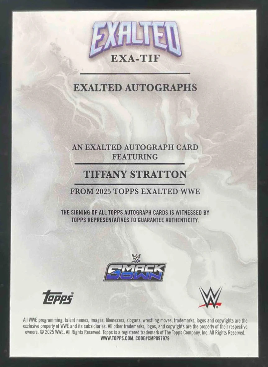 2025 Topps Exalted Autographs #EXA-TIF Tiffany Stratton Auto - Image 2