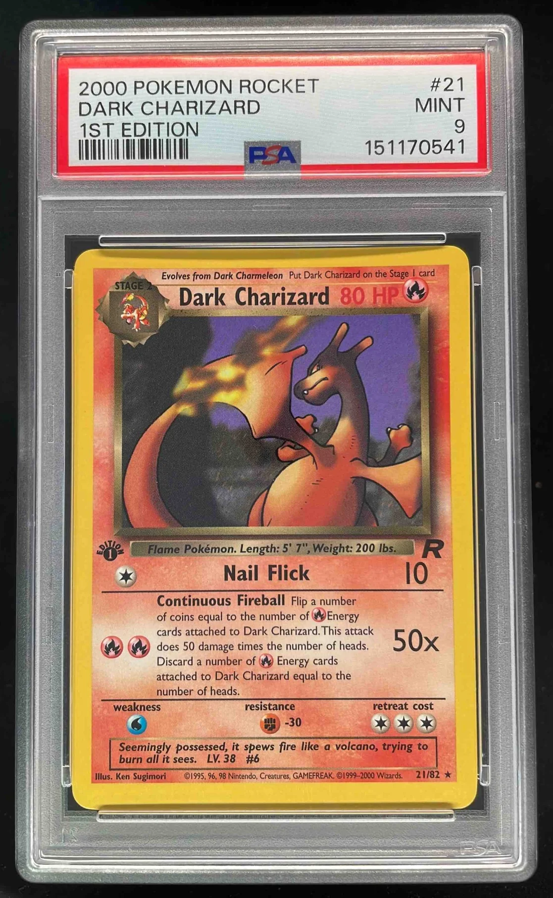 2000 Pokemon Team Rocket First Edition #21/82 Dark Charizard PSA 9
