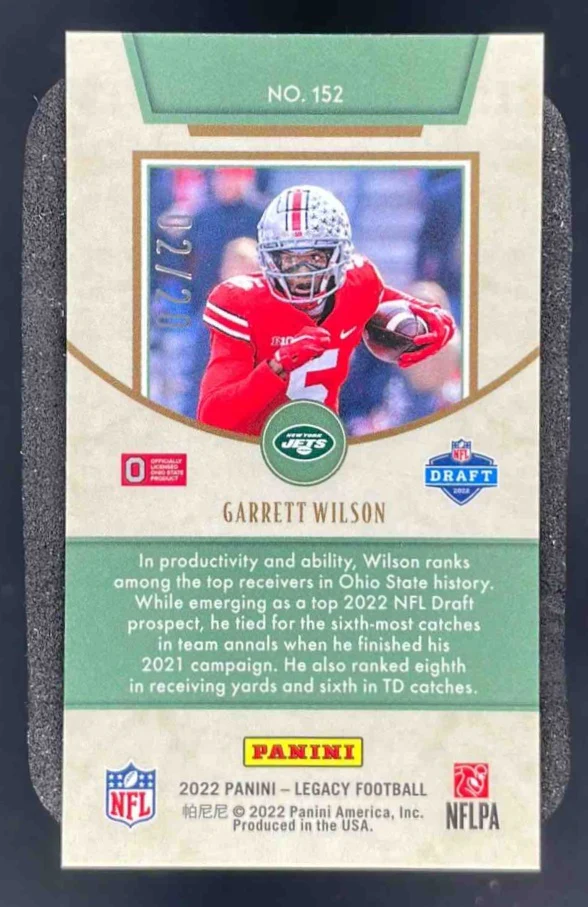 2022 Panini Legacy Blue #152 Garrett Wilson RC /50 - Image 2