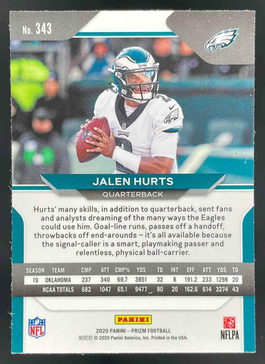 2020 Panini Prizm #343 Jalen Hurts RC - Image 2