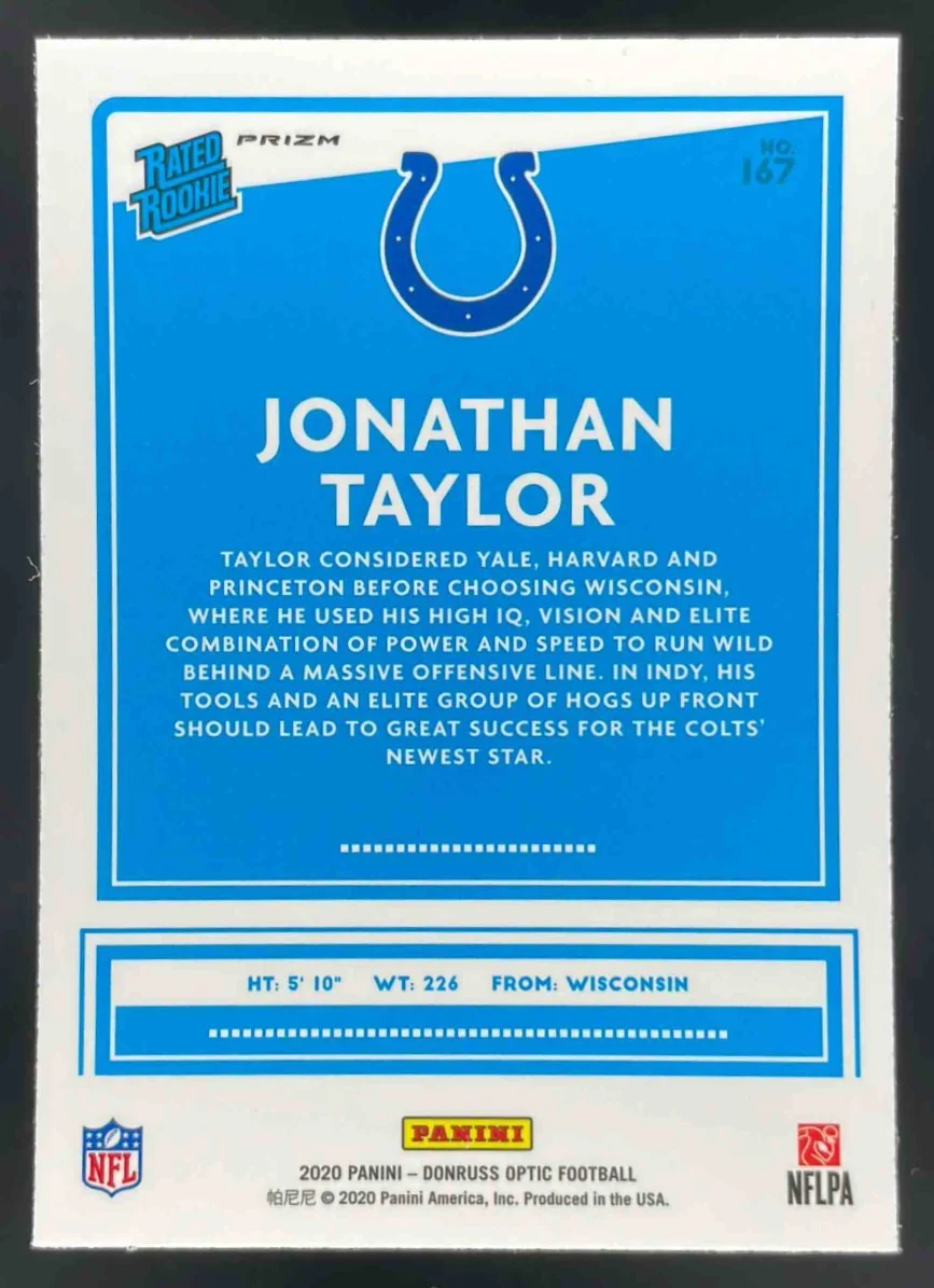 2020 Panini Donruss Optic Holo Prizm #167 Jonathan Taylor RC - Image 2