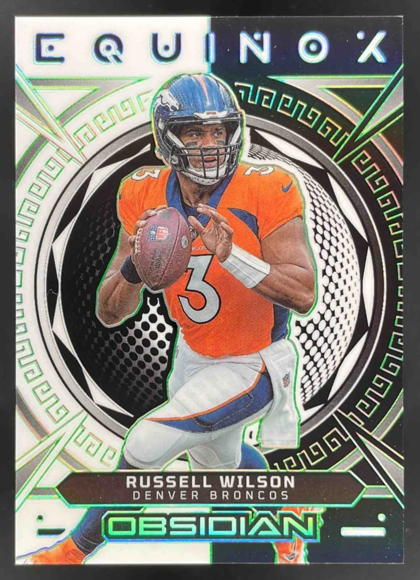 2023 Panini Obsidian Equinox Electric Etch Green #8 Russell Wilson /35
