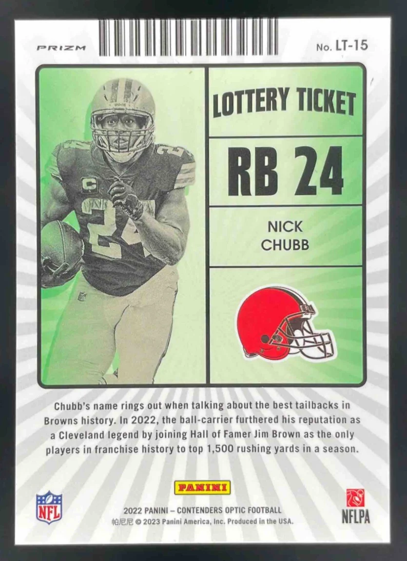 2022 Panini Contenders Optic Lottery Ticket #LT-15 Nick Chubb - Image 2