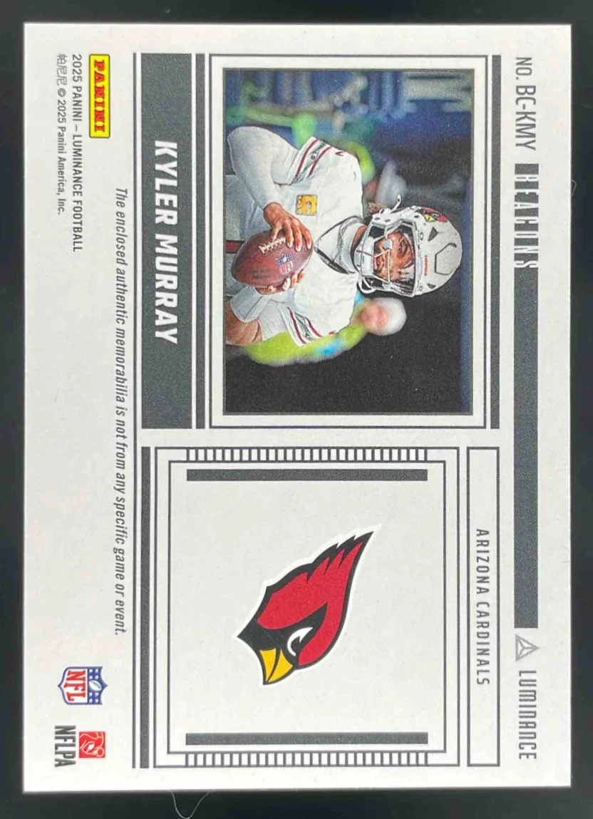 2025 Panini Luminance Beacons Relics Gold #BC-KMY Kyler Murray /50 - Image 2