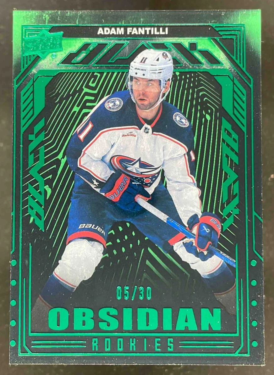 2023-24 Upper Deck SPx UD Black Obsidian Rookies Emerald Adam Fantilli RC /30