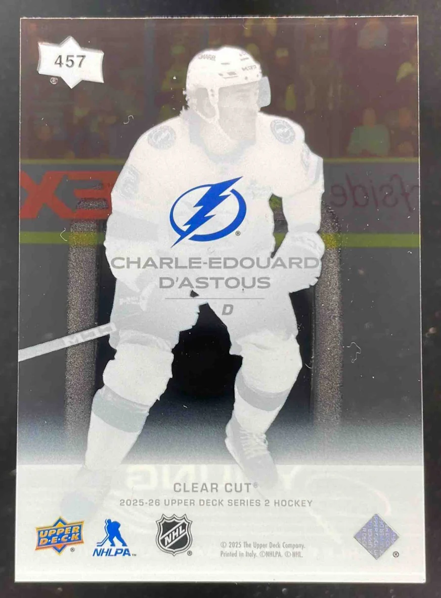 2025-26 Upper Deck Series 2 Young Guns Clear Cut #457 Charle-Edouard D'Astous RC - Image 2