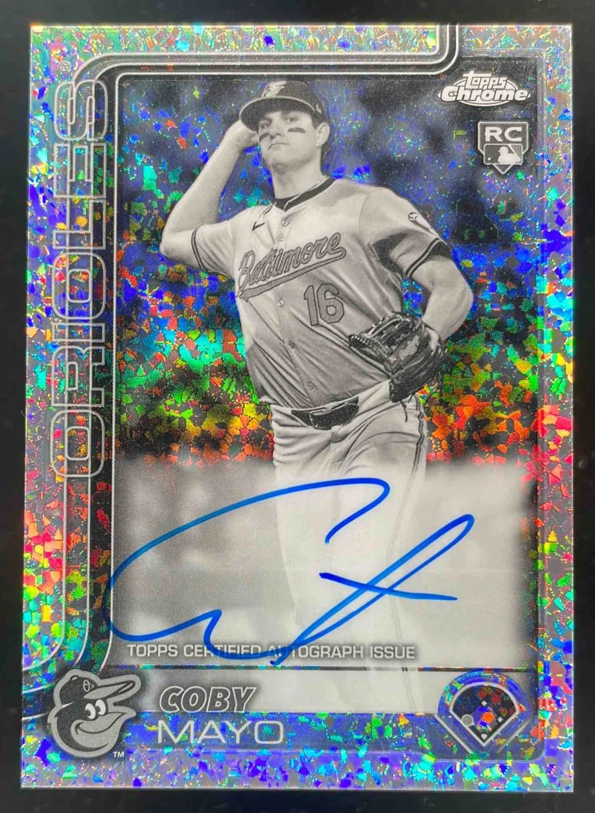 2025 Topps Chrome Rookie B&W Mini-Diamond Refractor #RA-CMA Coby Mayo RC Auto