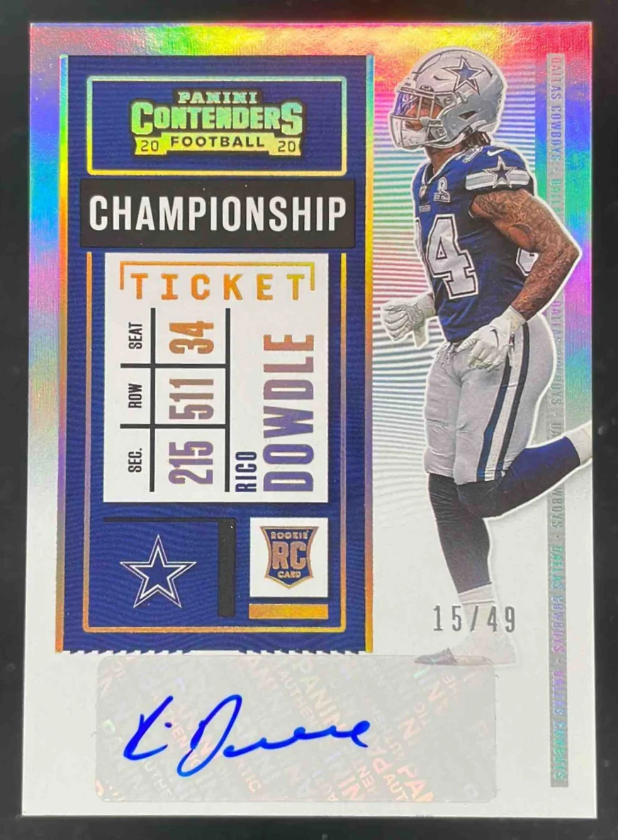 2020 Contenders Championship Ticket #234 Rico Dowdle RC Rookie Ticket Auto /49