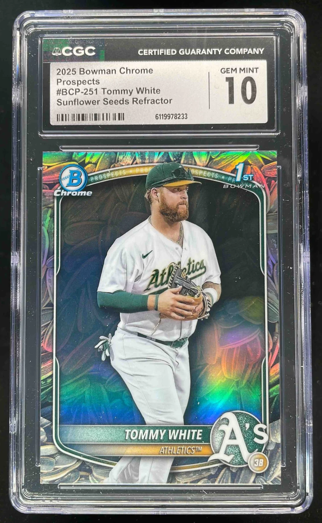 2025 Bowman Chrome Sunflower Seeds Refractor #BCP-251 Tommy White RC CGC 10