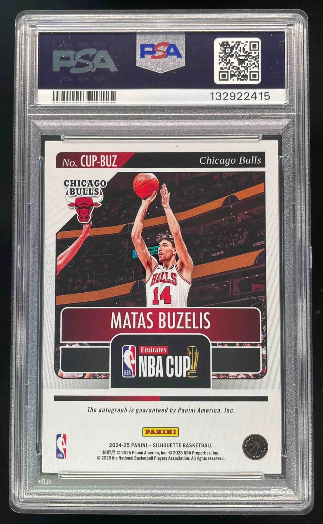 2024-25 Panini Silhouette NBA Cup Holo Platinum Matas Buzelis Auto 1/1 PSA 6 - Image 2