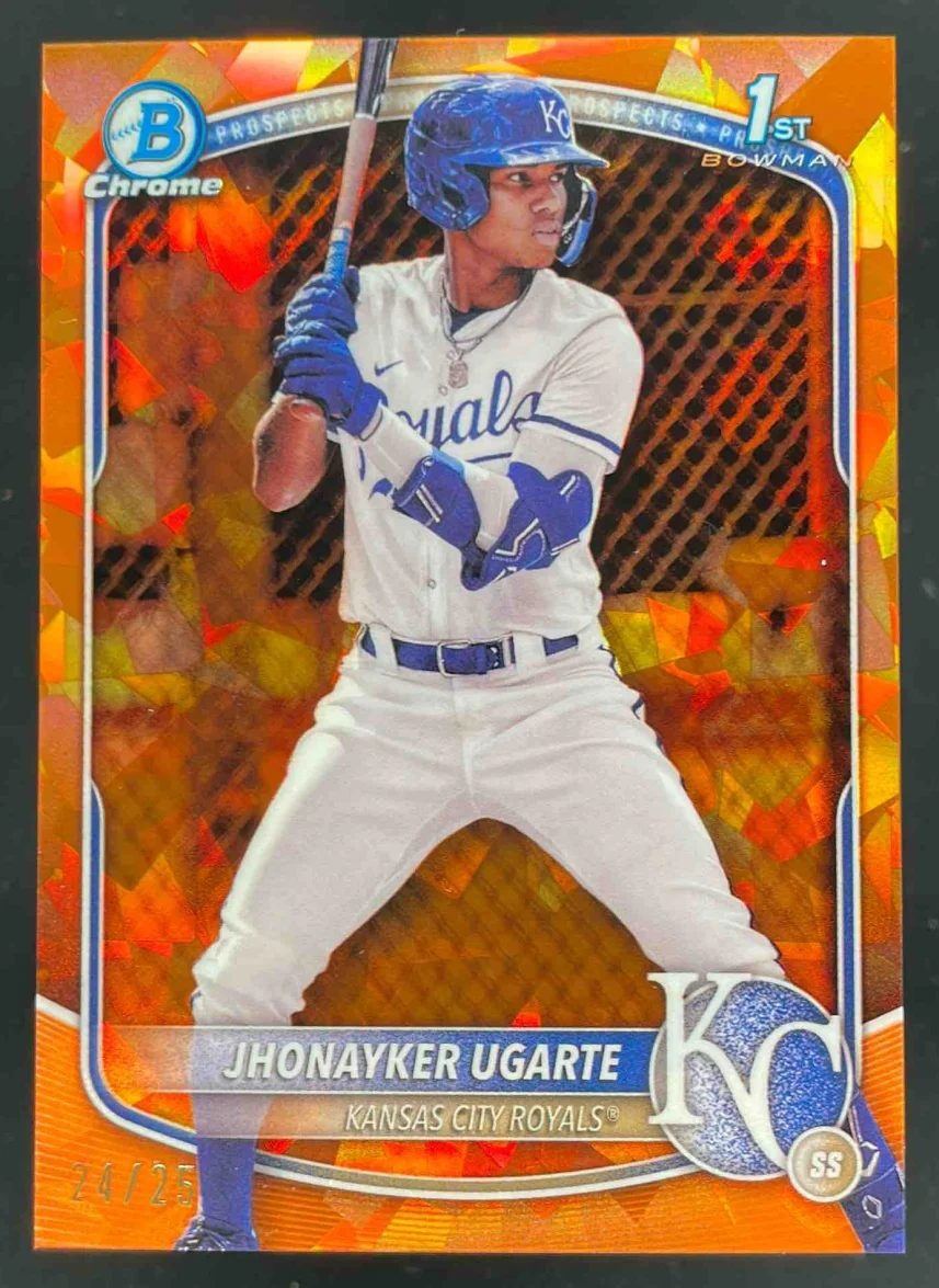 2025 Bowman Sapphire Chrome Prospects Orange #BCP-123 Jhonayker Ugarte RC /25