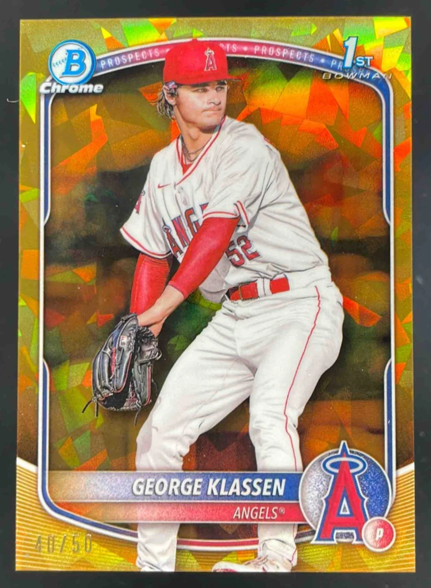 2025 Bowman Sapphire Chrome Gold Refractors #BCP-63 George Klassen RC /50