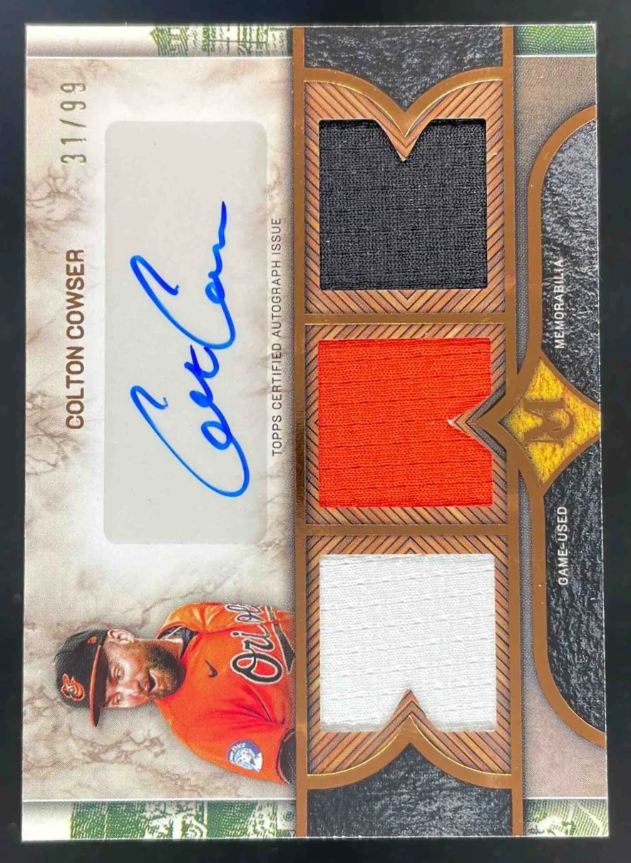 2025 Museum Collection Swatches Triple Relic Auto #SPTRA-CC Colton Cowser /99