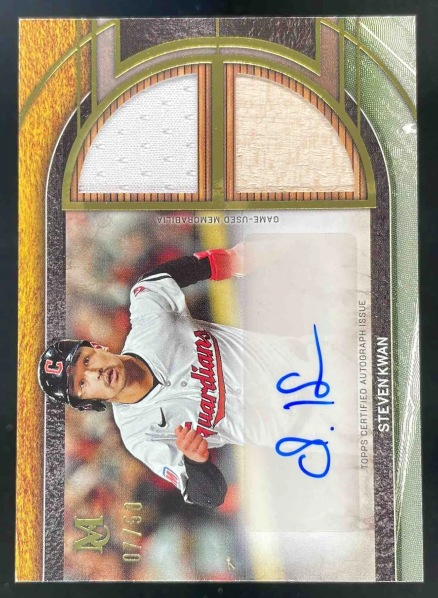 2025 Museum Collection Swatches Dual Relic Gold #SPDRA-SK Steven Kwan Auto /50
