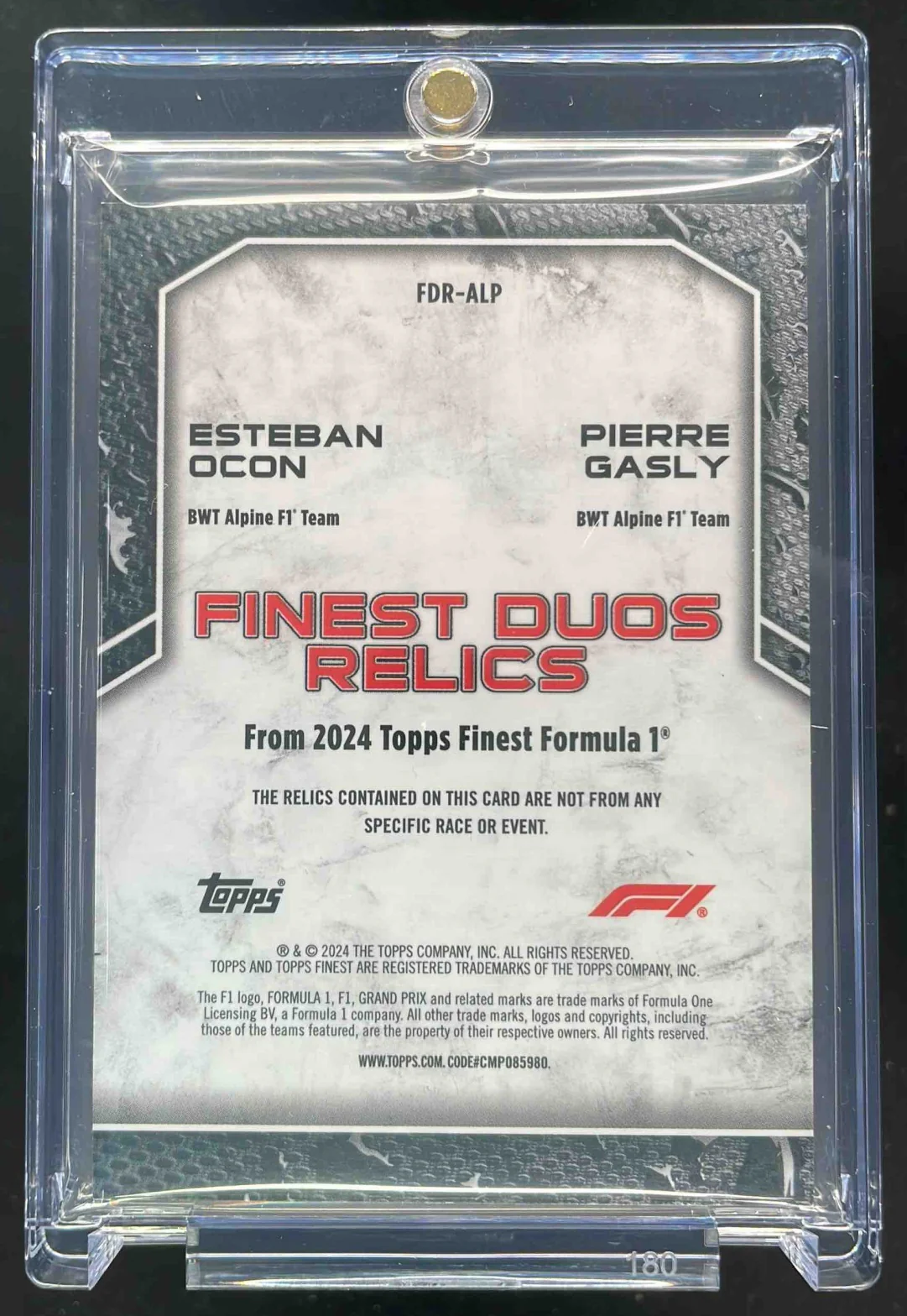 2024 Topps Finest Formula 1 Finest Duos Relics Red Esteban Ocon Pierre Gasly /5 - Image 2