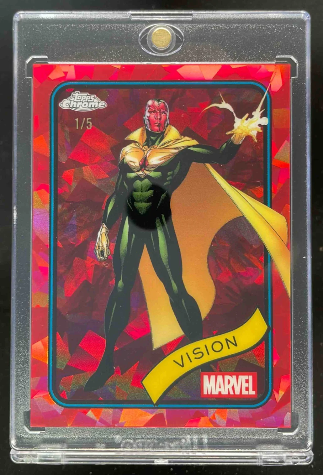 2025 Topps Chrome Marvel Sapphire Red Sapphire Refractor #139 Vision /5