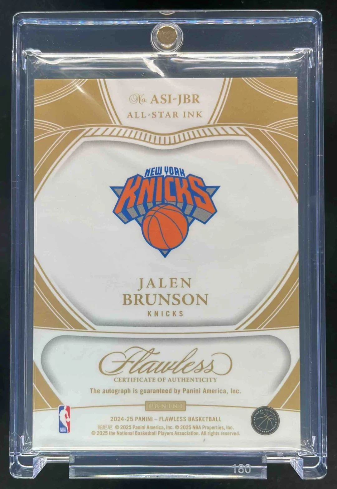 2024-25 Panini Flawless All-Star Ink Gold #20 Jalen Brunson Auto /10 - Image 2
