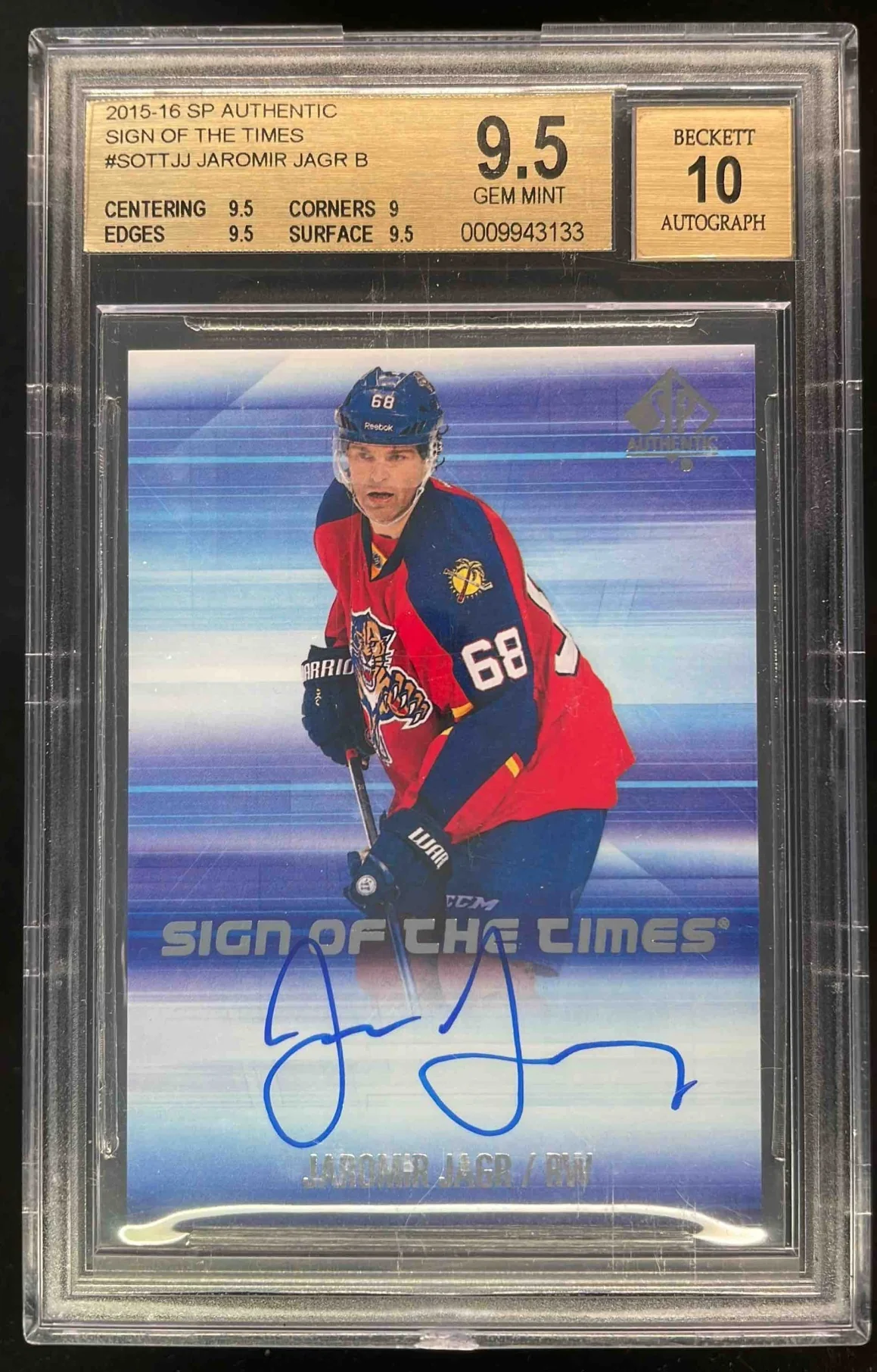 2015 SP Authentic Sign of the Times #SOTT-JJ Jaromir Jagr Autograph Auto BGS 9.5
