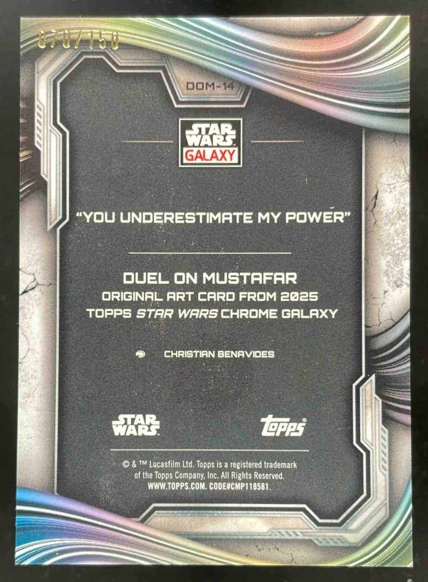 2025 Topps Chrome Star Wars Duel Mustafar Atomic You Underestimate My Power /150 - Image 2