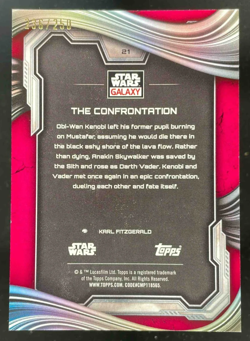 2025 Topps Chrome Star Wars Magenta Lava #21 The Confrontation /250 - Image 2