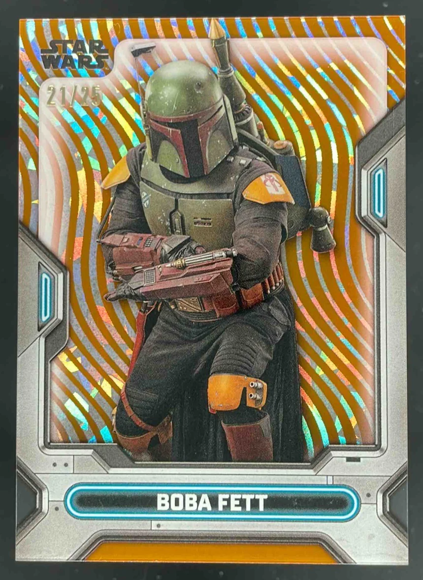 2023 Topps Star Wars High-Tek Pattern 1 Orange Diffractors #22 Boba Fett /25
