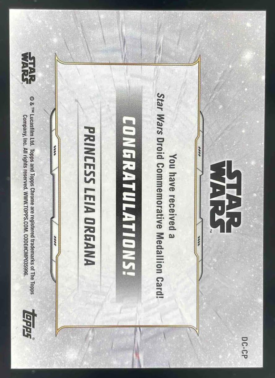 2019 Topps Chrome Star Wars Legacy Droid Relic Green Princess Leia Organa C-3/50 - Image 2