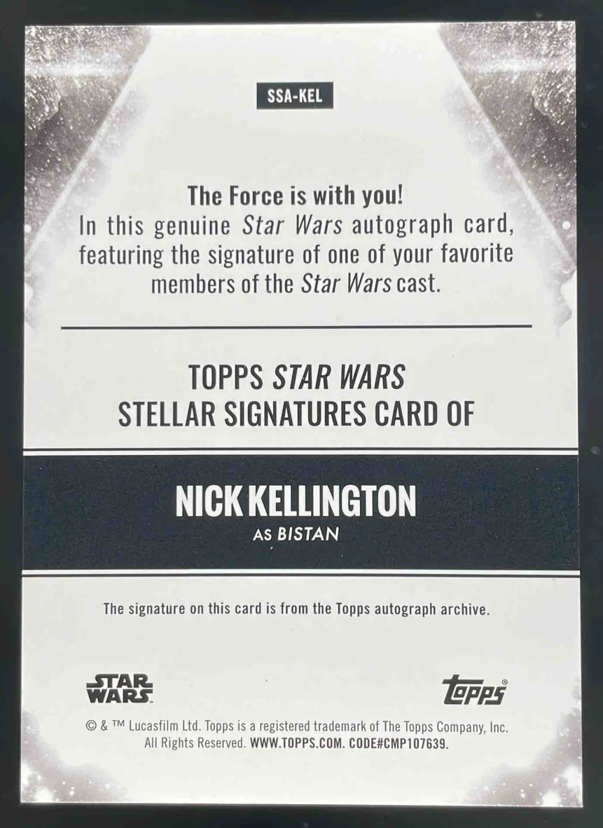 2025 Topps Star Wars Smugglers Outpost Stellar Nick Kellington as Bistan Auto - Image 2