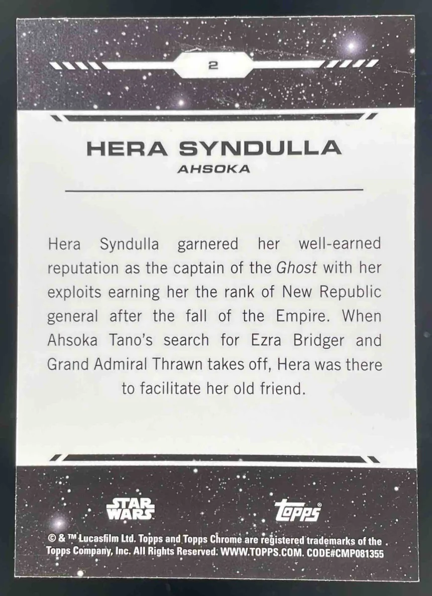 2024 Topps Chrome Star Wars Rebel Orange Refractor #2 Hera Syndulla /25 - Image 2