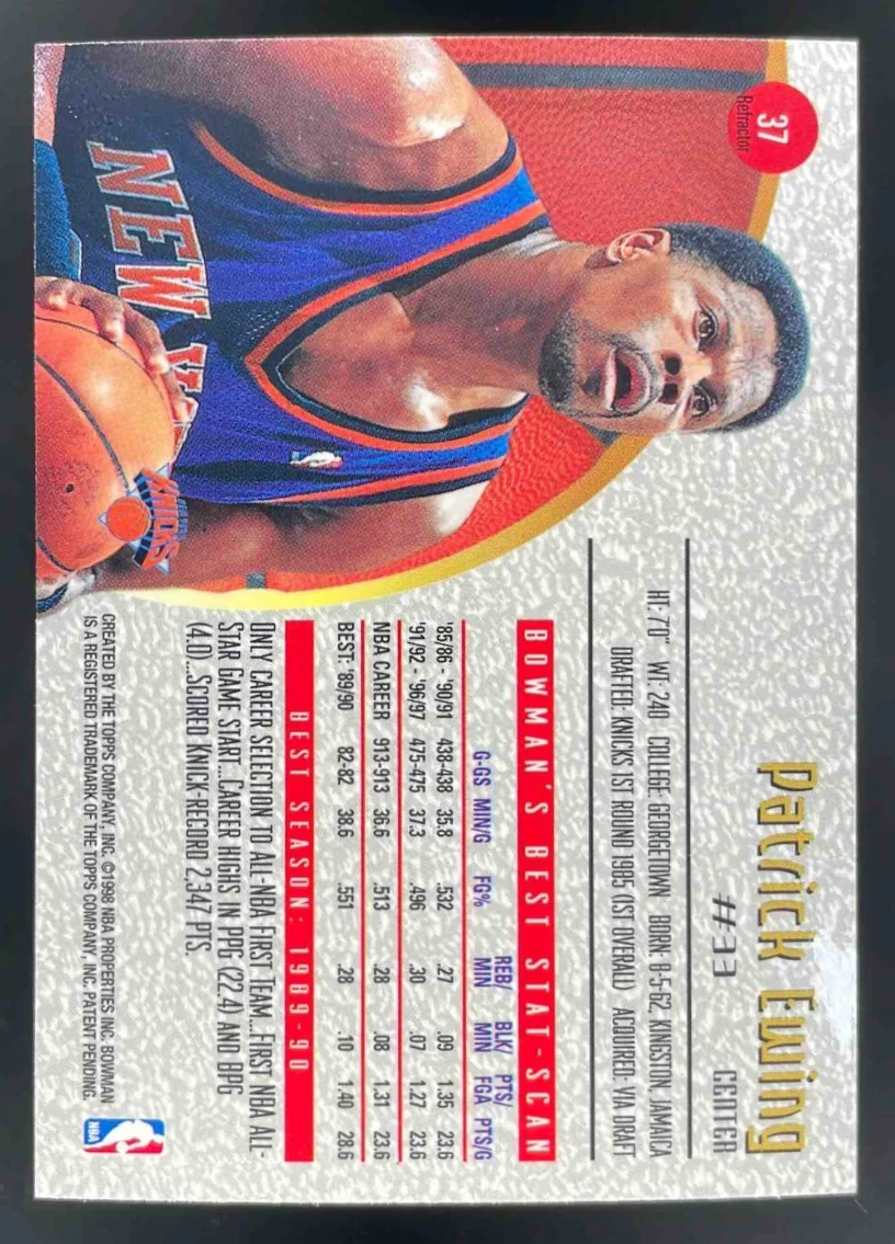 1997-98 Bowman's Best Refractors #37 Patrick Ewing - Image 2