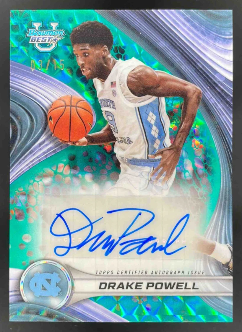 2024 Bowman's Best University Best of 2024 Teal Geometric Drake Powell Auto /15