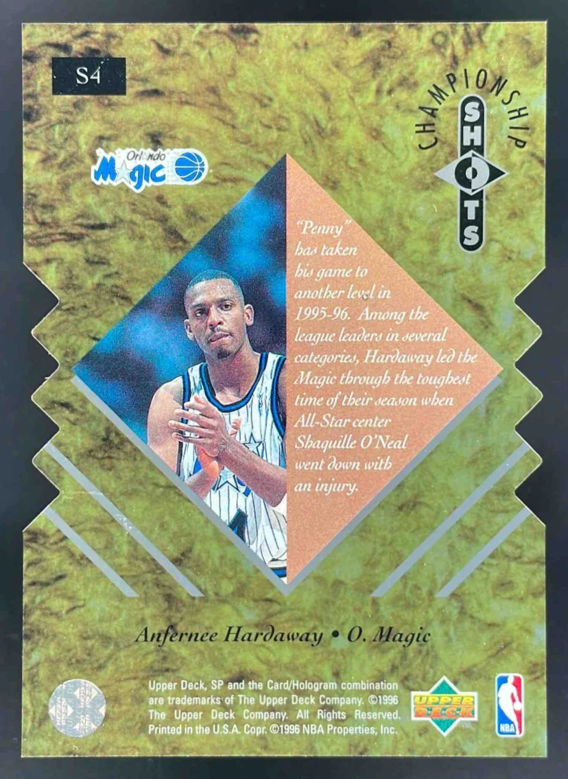 1995-96 SP Championship Shots Gold #S4 Anfernee Hardaway - Image 2