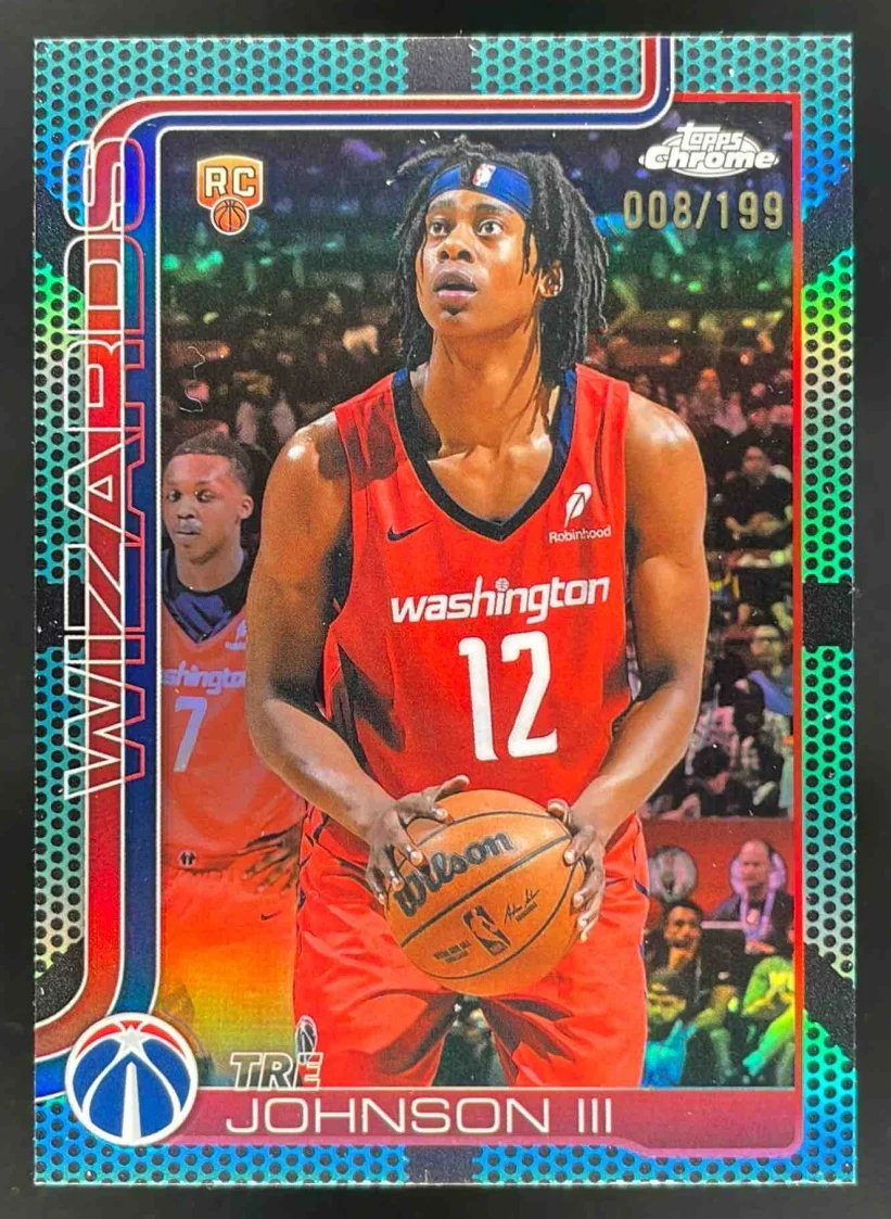 2025-26 Topps Chrome Aqua Basketball Refractor #256 Tre Johnson III RC /199