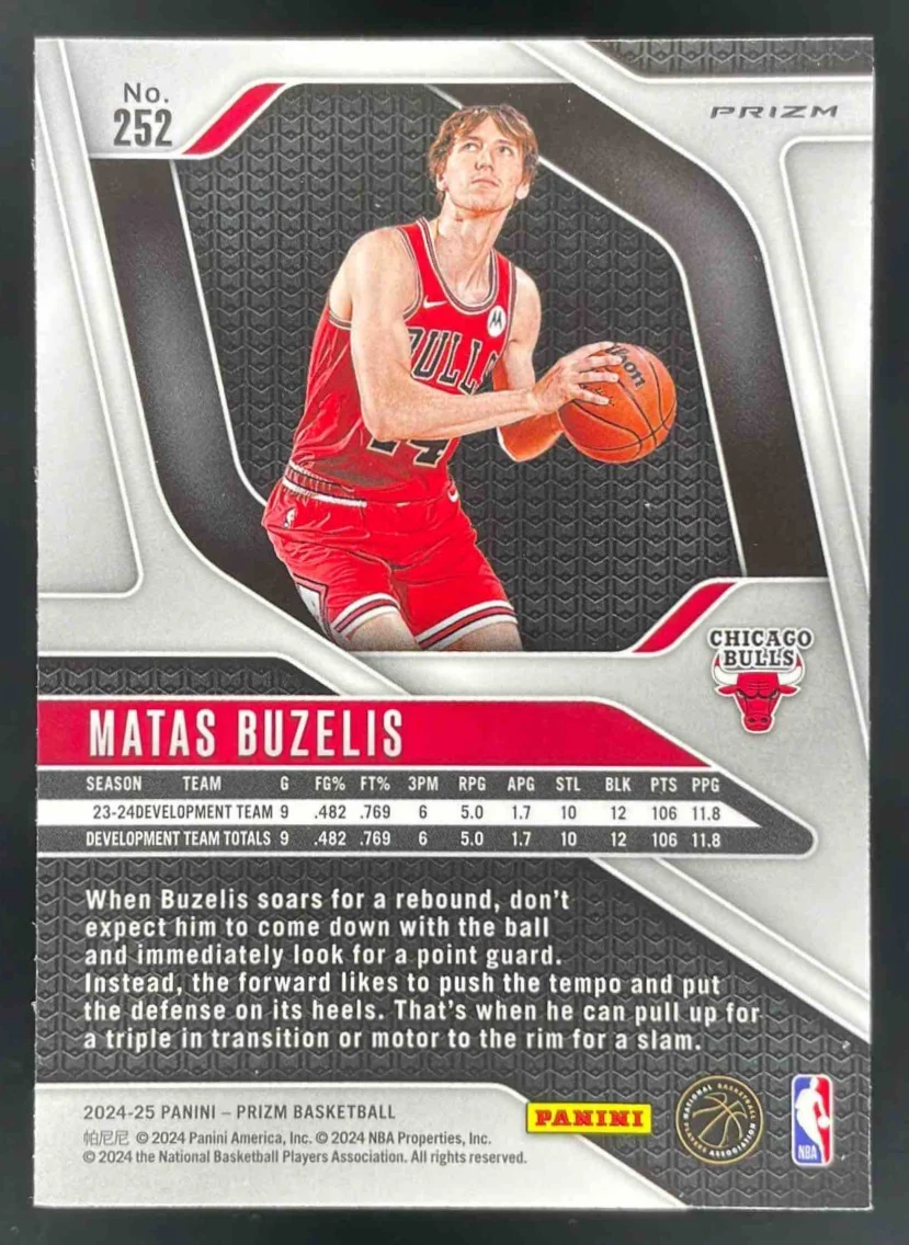 2024-25 Panini Prizm Silver Prizm #252 Matas Buzelis RC - Image 2