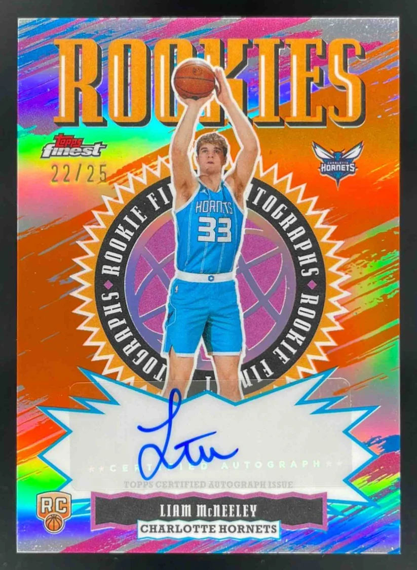 2025-26 Topps Finest Rookie Finest Orange #RFA-LM Liam McNeeley RC Auto /25