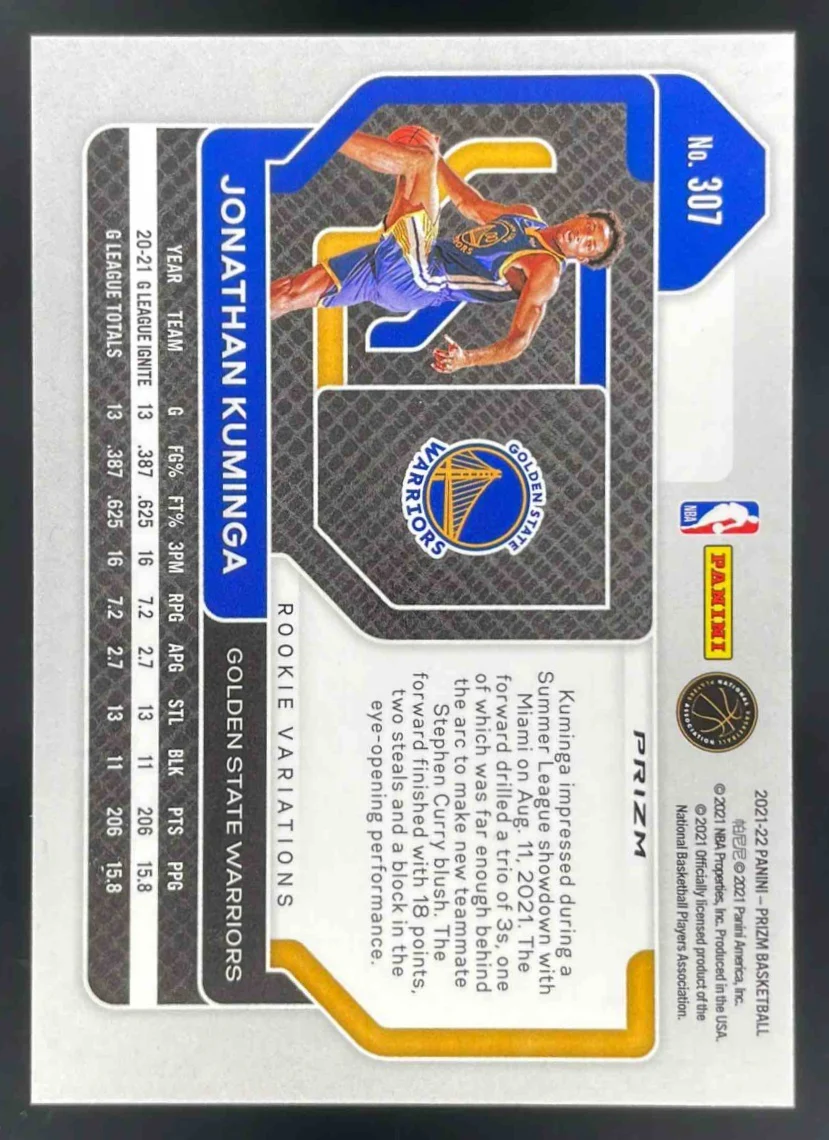 2021-22 Panini Prizm Fast Break Prizm #307b Jonathan Kuminga RC - Image 2