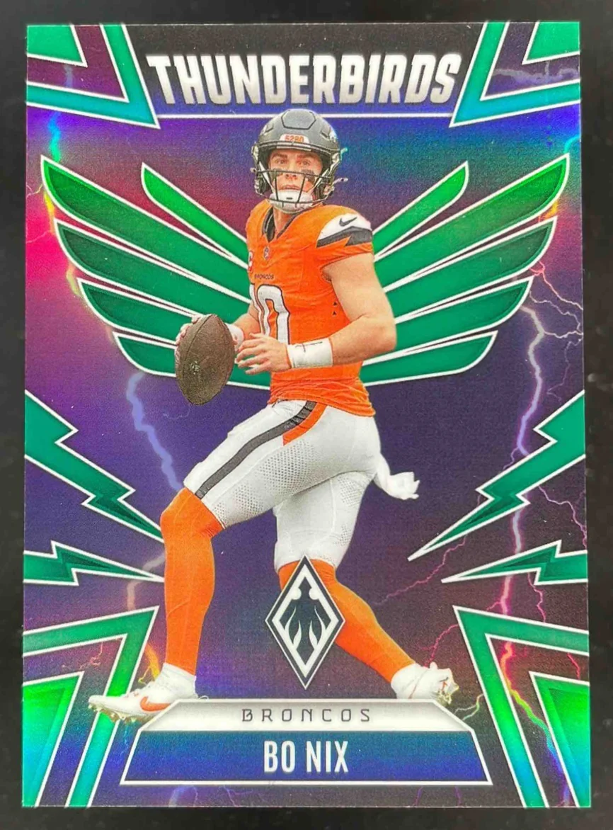 2025 Panini Phoenix Thunderbirds Green Prizm #15 Bo Nix /99