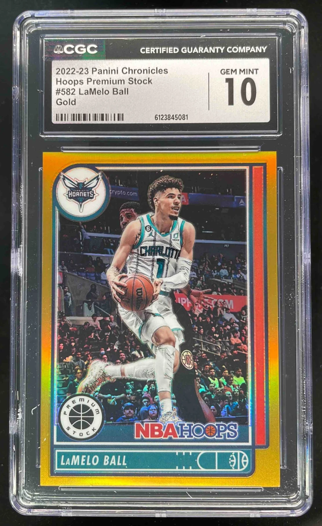 2022 Panini Chronicles Hoops Premium Stock Gold #582 LaMelo Ball /10 CGC 10