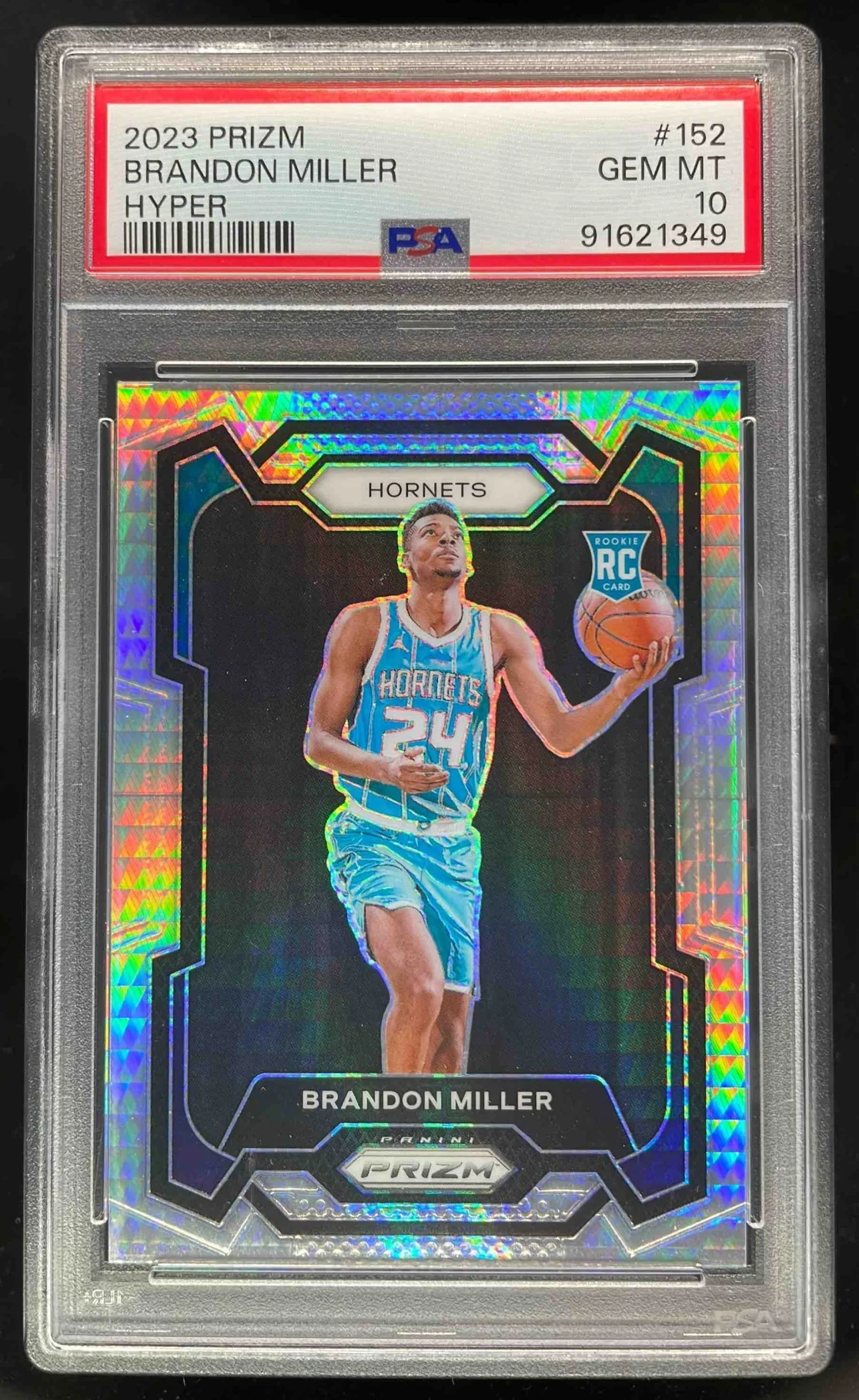 2023-24 Panini Prizm Prizms Hyper #152 Brandon Miller RC PSA 10