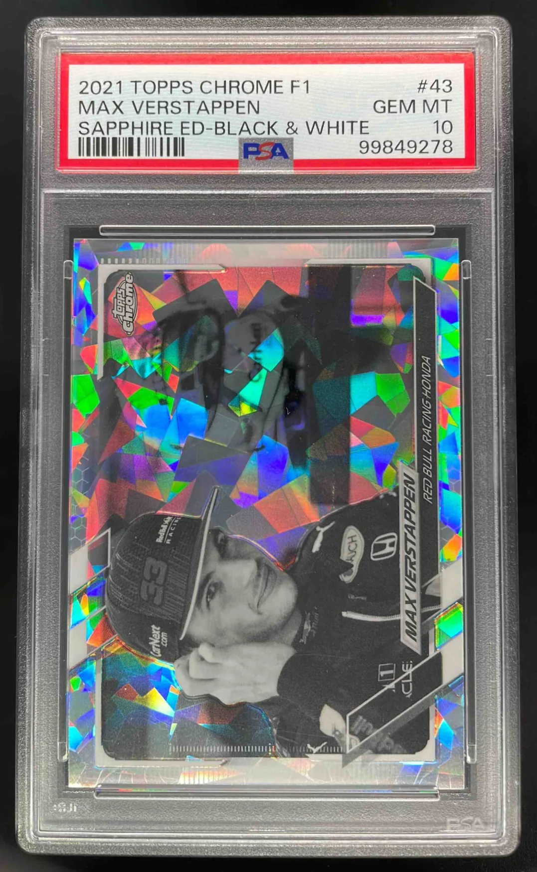 2021 Topps Chrome Sapphire Formula 1 Black & White #43 Max Verstappen /15 PSA 10