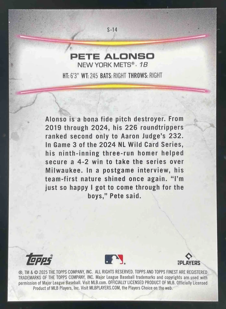 2025 Topps Finest Smashing Through #S-14 Pete Alonso - Image 2