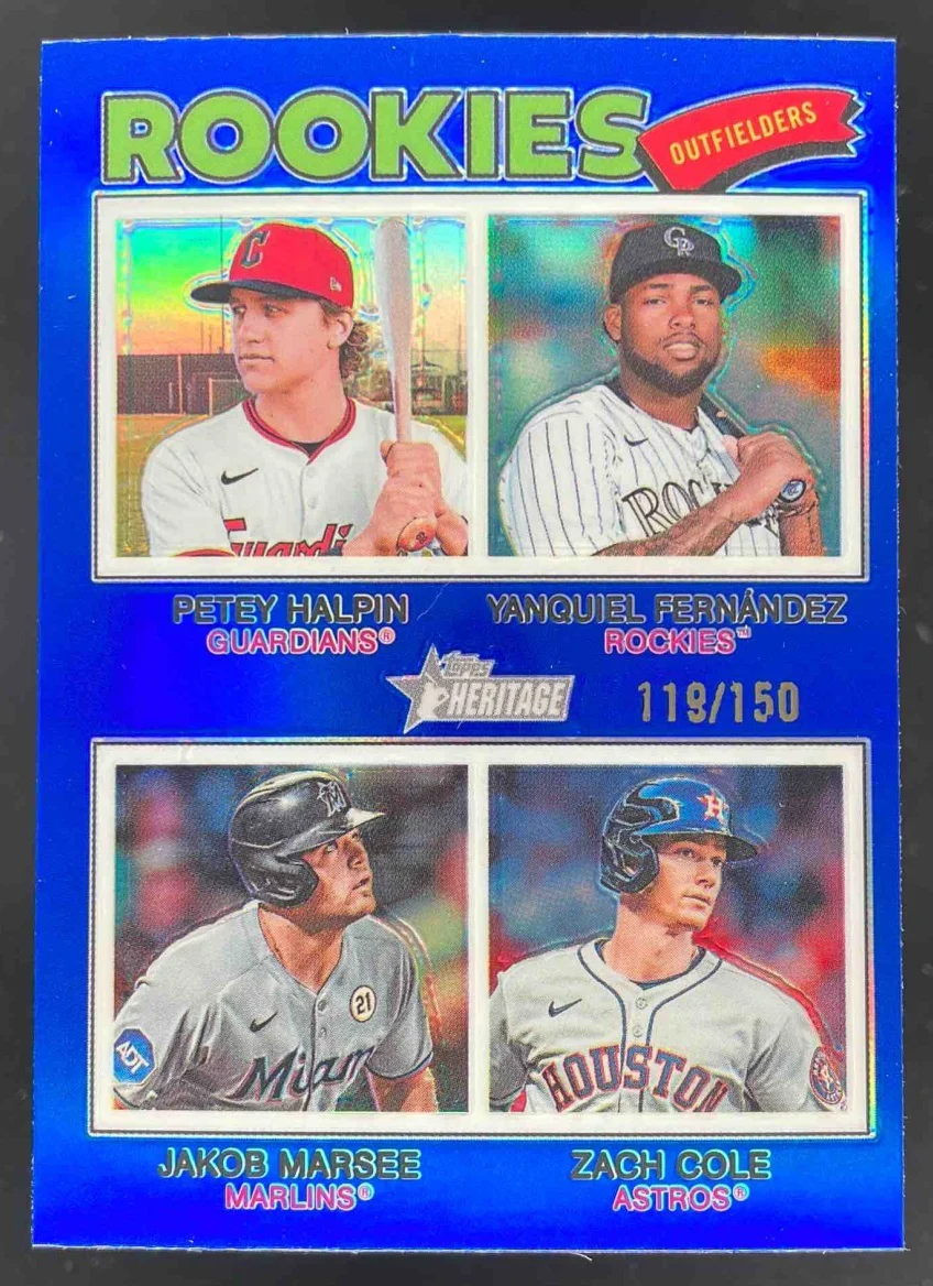 2026 Topps Heritage Chrome Blue #392 Cole Marsee Fernandez Petey Halpin RC /150