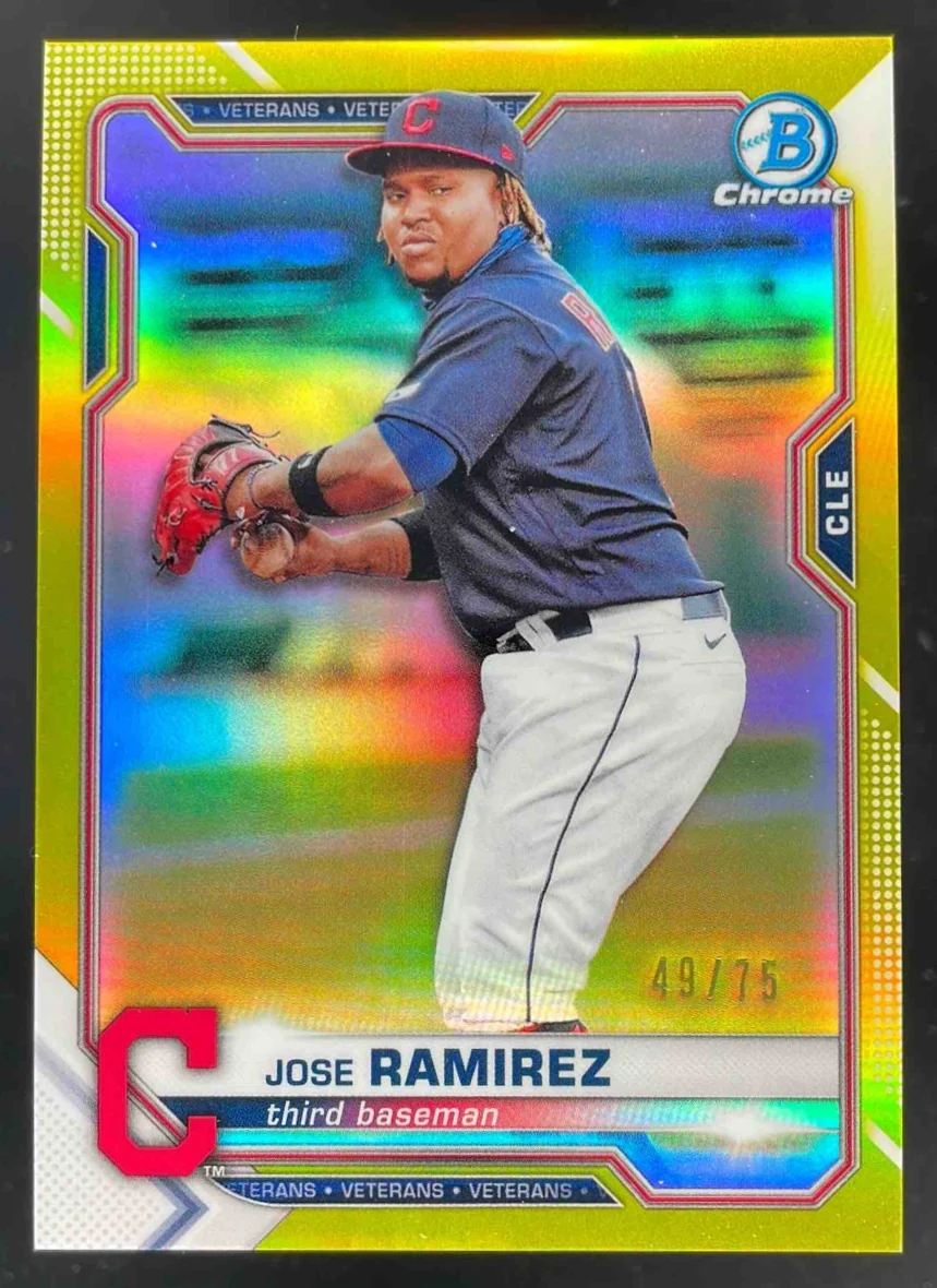 2021 Bowman Chrome Yellow Refractor #19 Jose Ramirez /75