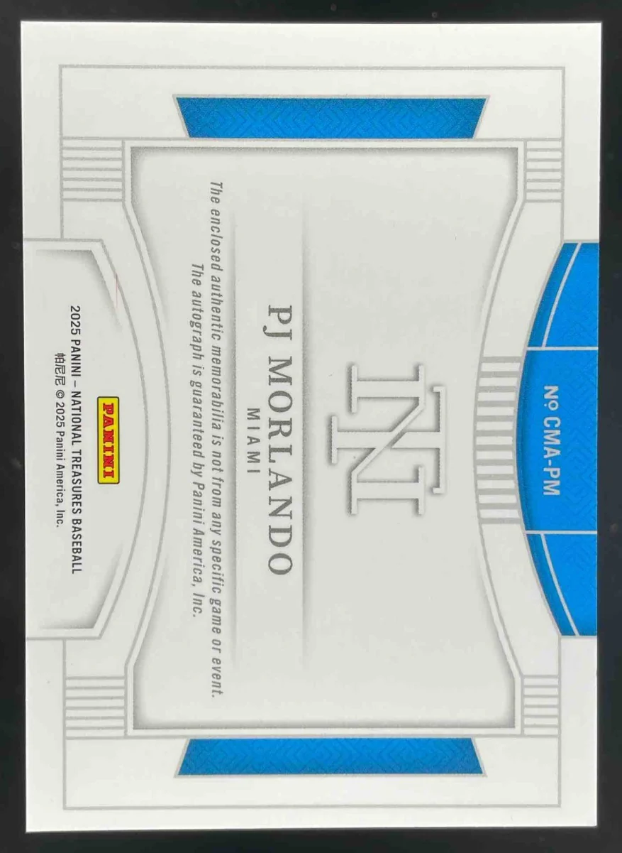 2025 National Treasures Colossal Material #21 PJ Morlando Auto /99 - Image 2