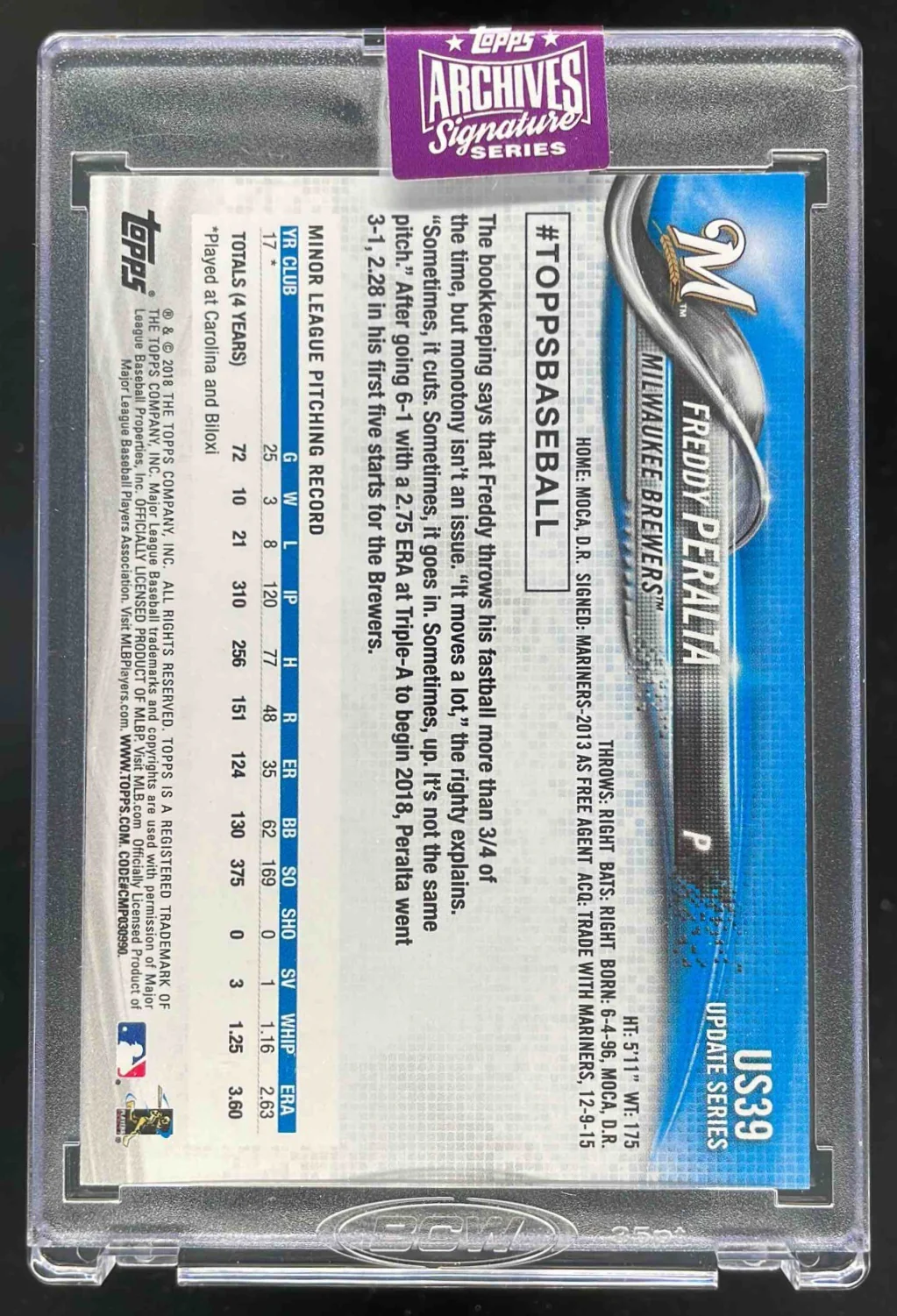 2025 Topps Archives Signature Series Autograph Freddy Peralta Auto /80 - Image 2