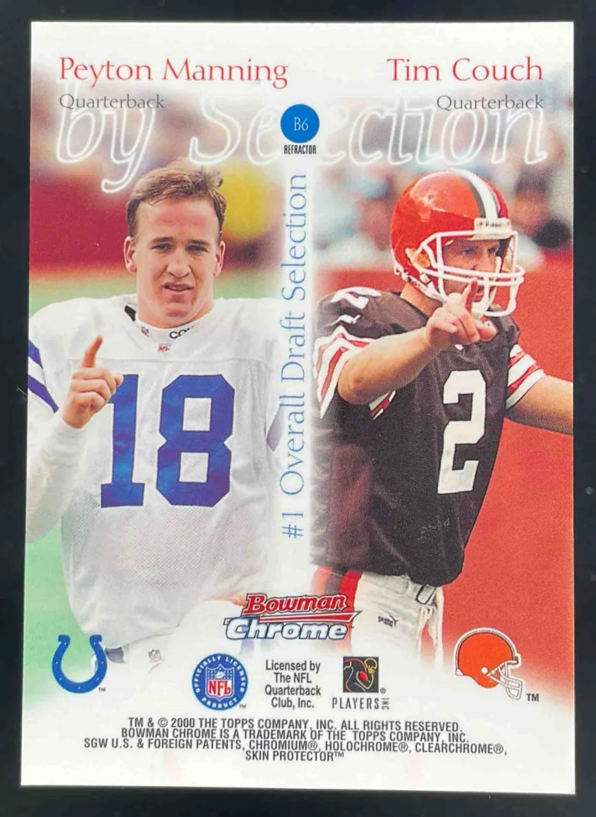 2000 Bowman Chrome By Selection Refractors #B6 Tim Couch Peyton Manning - Image 2